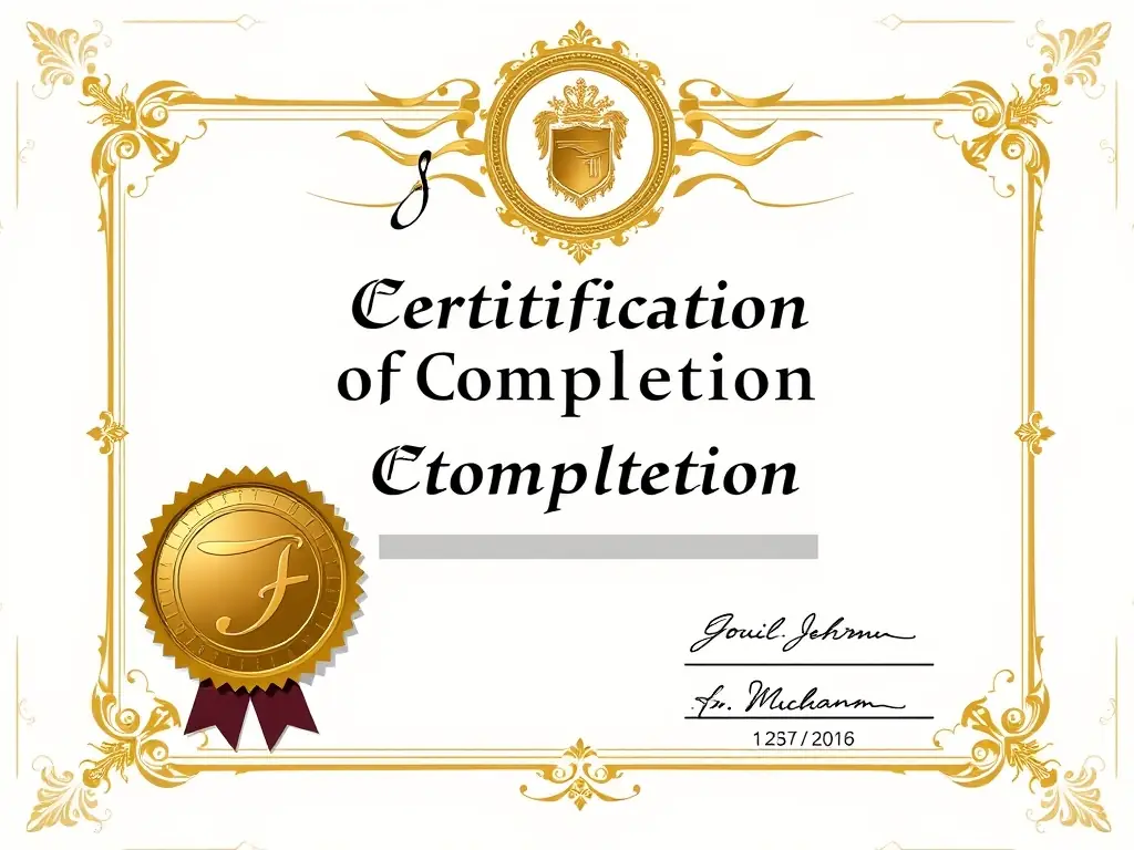 A certificate of completion of the basic neurocoaching course, with a gold seal and signature of Pavel Kazaryan.