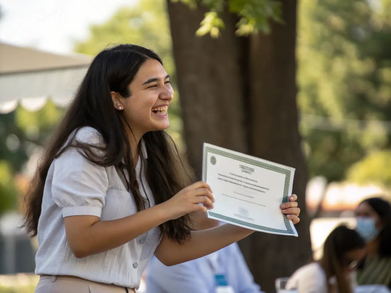 A graduate of the All-Ukrainian School of Neurocoaching proudly displaying their neurocoaching certification, symbolizing their achievement and expertise in the field.
