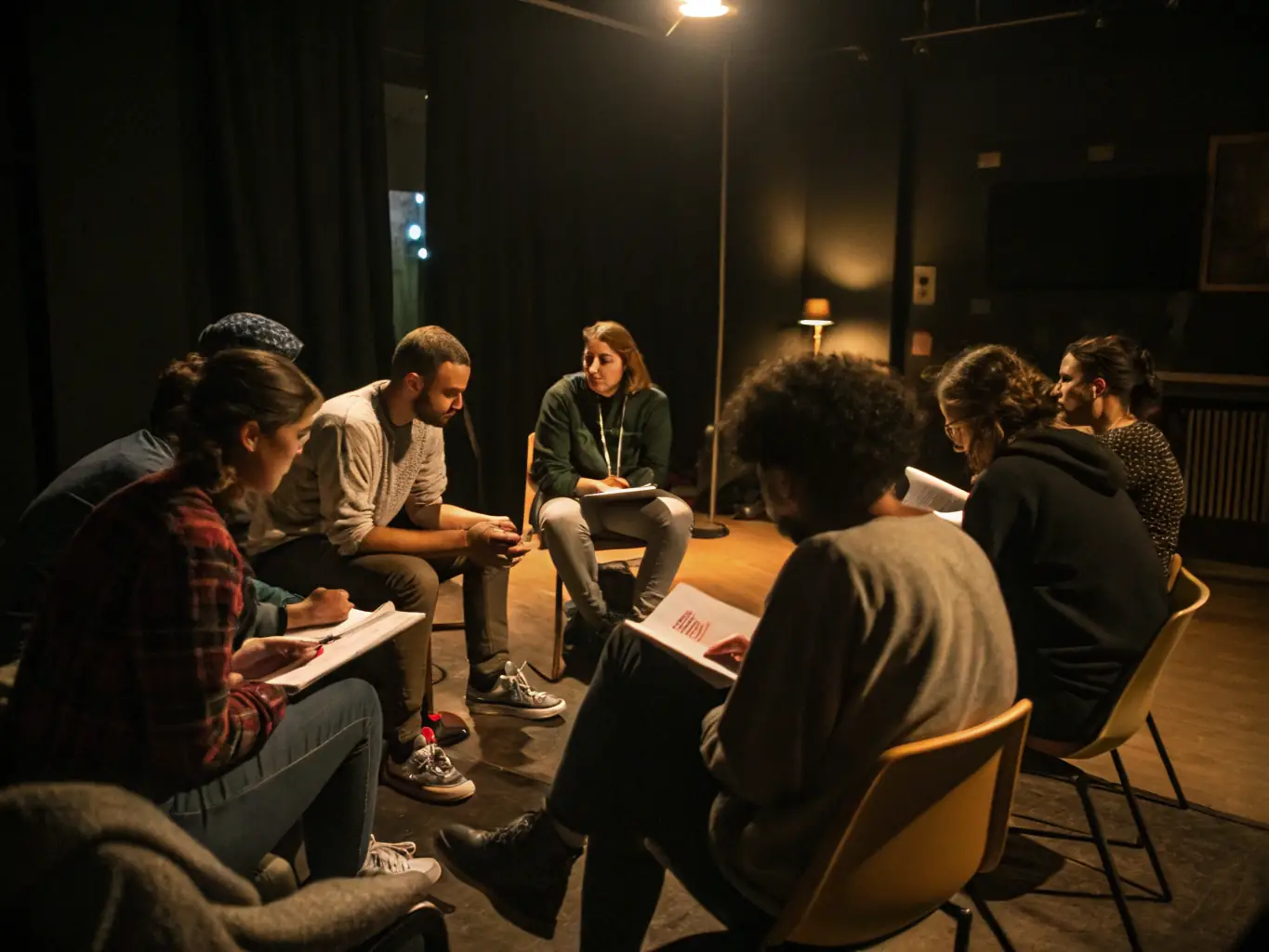 A group of people participating in a neurocoaching master class, focused and engaged in an activity.