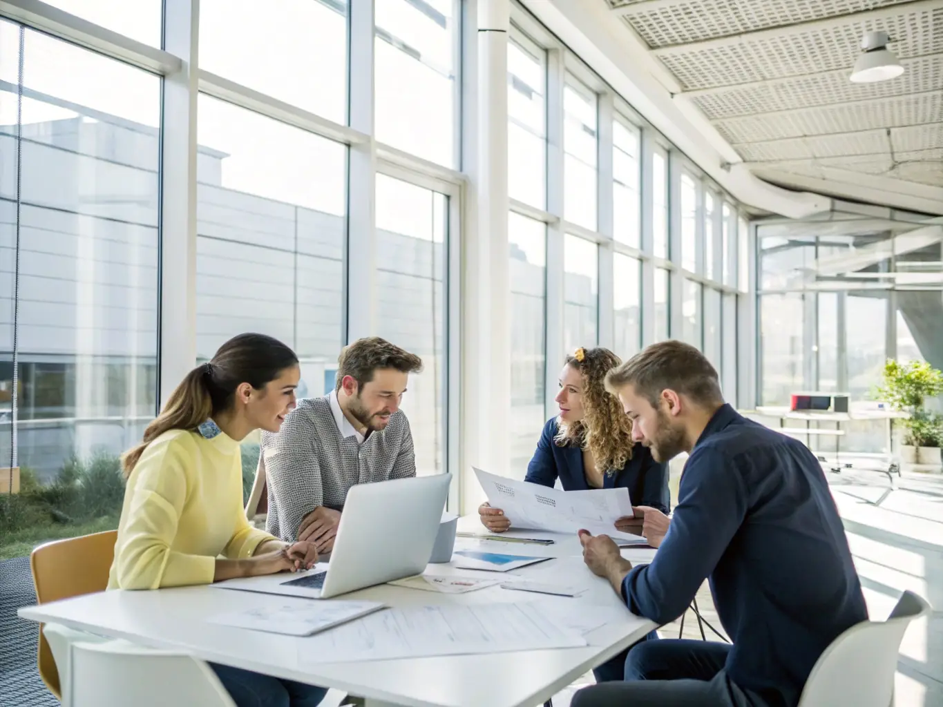 A group of neurocoaching professionals collaborating and sharing knowledge, highlighting the professional development aspect of the certification.