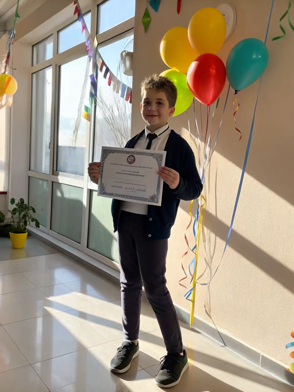 A person receiving a certificate after completing a neurocoaching training program at the All-Ukrainian School of Neurocoaching, smiling and holding the certificate.